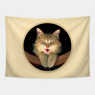 Mad Yellow Tabby Cat Tapestry