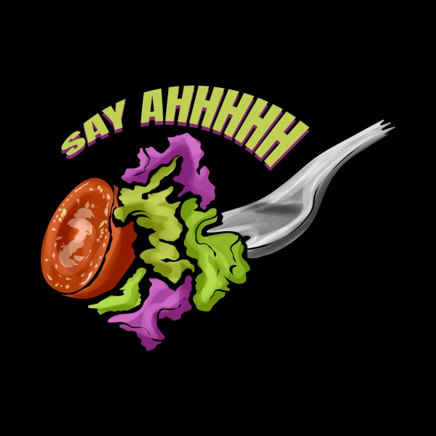 Say Ahhhhh, Fork With Veggies For Vegan by SinBle