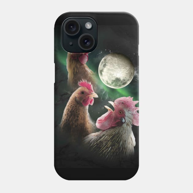 3 Chicken Moon, Wolf Chickens, Wolves Howling Phone Case by Random Galaxy