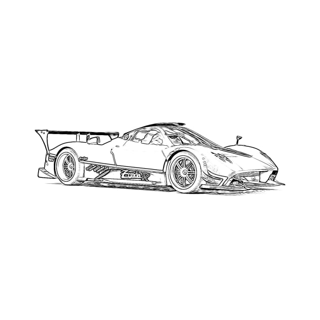 Pagani Zonda R Supercar Racing Wireframe by Auto-Prints