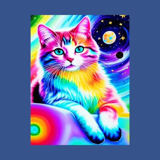 Colorful Cosmic Anime Cat by MONLart