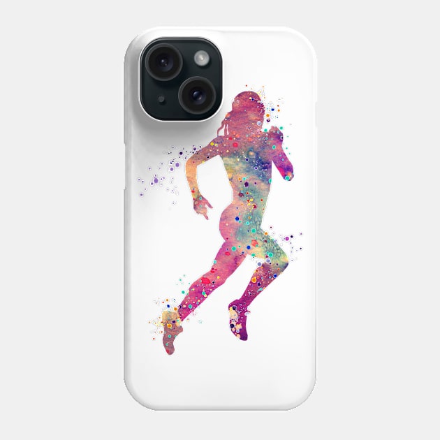 Girl Running Watercolor Silhouette Phone Case by LotusGifts