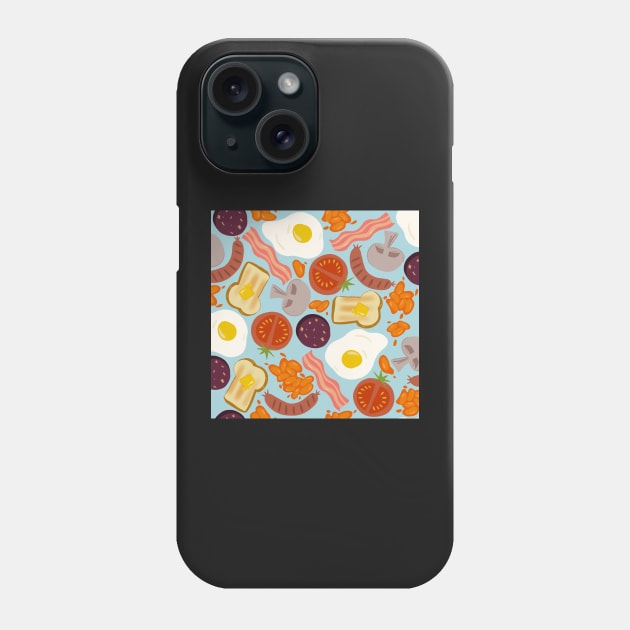 Full English breakfast blue Phone Case by Kimmygowland