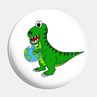 Earth Day Dinosaur T-Rex Environmentalist Funny Pin