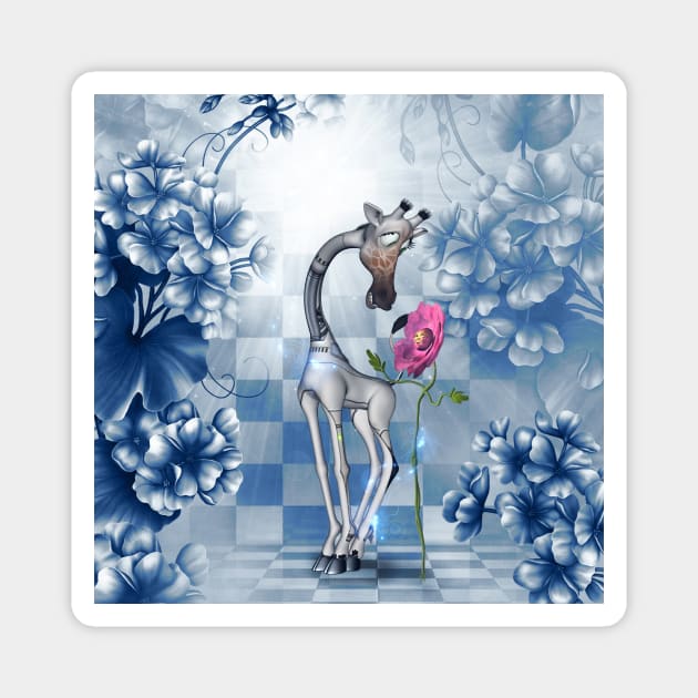 Funny giraffe with flowers Magnet by Nicky2342