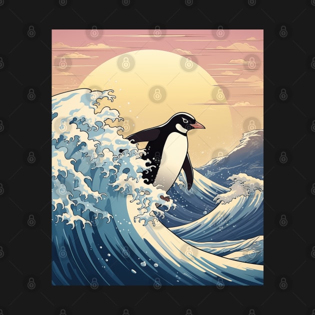 Japanese Penguin Surfer Great Wave Off Kanagawa by Schalag Dunay Artist