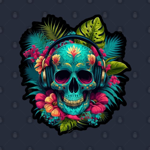 Colorful Floral Skull head design #6 by Farbrausch Art