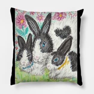 Cute  bunny rabbit family Pillow