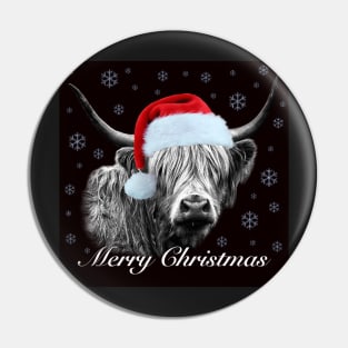 Festive Highland Cow Pin