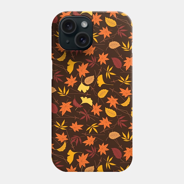 Autumn leaf design in brown colours Phone Case by Montanescu