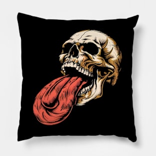 Skull With A Large Tongue Pillow