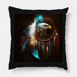 Native American Dream Catcher and Eagle Art Pillow