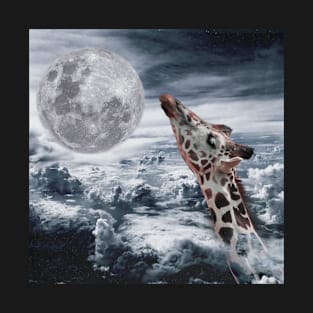 giraffe kissing the moon T-Shirt