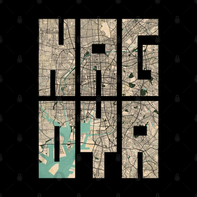 Nagoya, Japan City Map Typography - Vintage by deMAP Studio