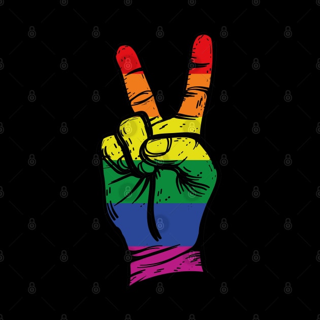 LGBT Gay Lesbian Pride Flag Peace Sign by BrightGift