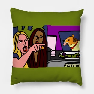 Woman Yelling at Cat Meme with Cute Dog Pillow