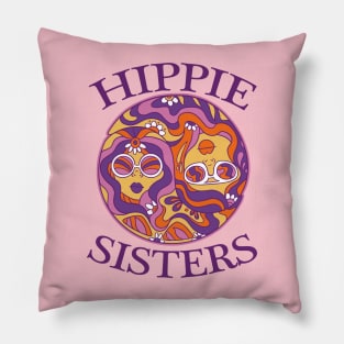 Hippie Sisters Old School Retro Design Pillow