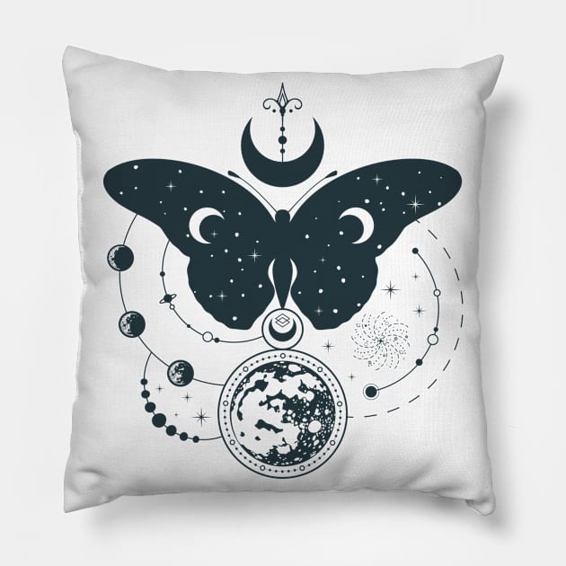 Hand Drawn Mystical Moon Pillow by Unestore