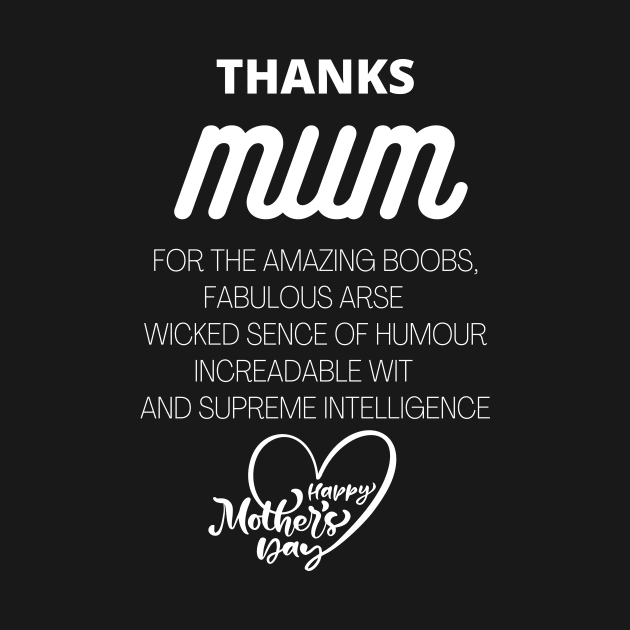 THANKS Mum Mothers Day awesome slogan gift by Authentic Designer UK