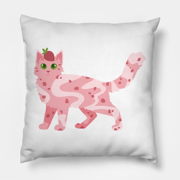 Strawberries and Cream Cat Pillow by LivianPearl