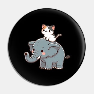 Cat rides elephant Pin