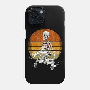 Human skeleton, gothic, red heart beat for ever, sunset vintage, cool, anatomy art Phone Case