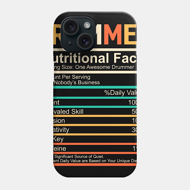 Drum Lover Gift Retro Nutritional Facts Drummer Phone Case by TMSTORE