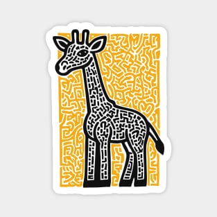 Linocut Giraffe Art - Safari-Themed Decor Magnet
