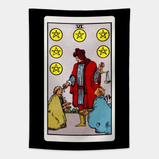 Card #69 - Six Of Pentacles - Rider Waite Smith Tarot Tapestry