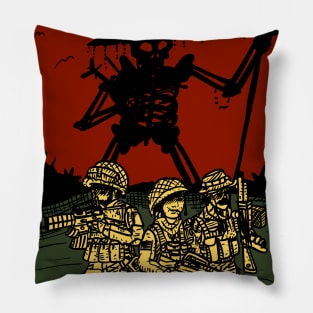 a godzilla sized monster. giant vietnam war skeleton poster. Pillow