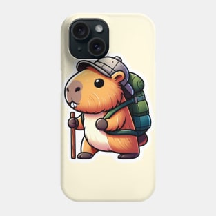 Cute capybara hiking funny Phone Case