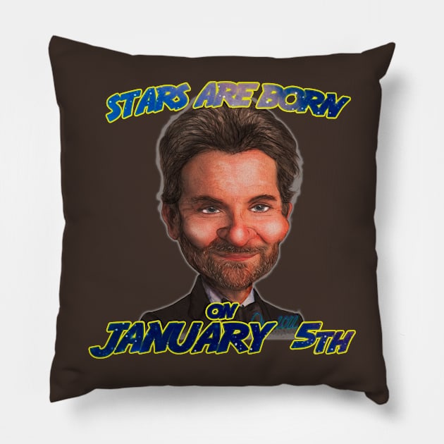 Stars Are Born On January 5th Pillow by Henry Drae