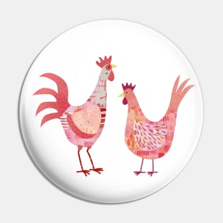 Hen and Cockerel Pin