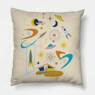 Midcentury Architecture in Space - Retro design by Cecca Designs Pillow