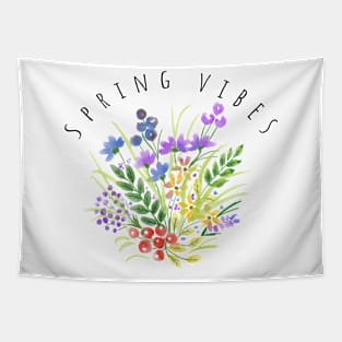 Spring Vibes Colorful Flowers Design Tapestry