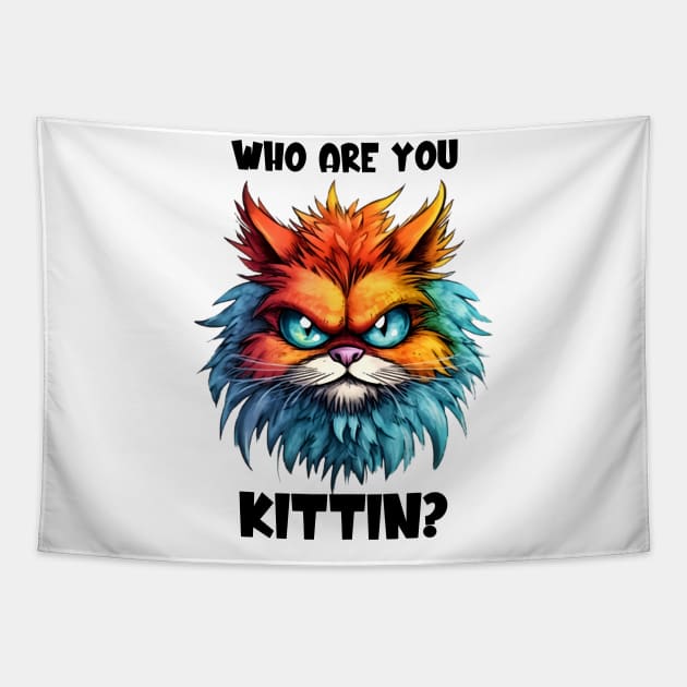 Funny Cat Face Tapestry by Designs by Ira