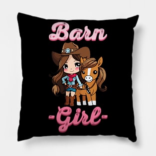 Barn Girl I Equestrian Pony Horse Fan Pillow