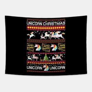 Unicorn Christmas T shirt Funny For Cat Lovers Tapestry