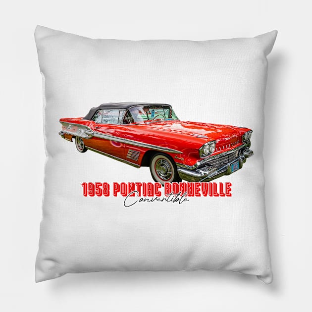 1958 Pontiac Bonneville Convertible Pillow by Gestalt Imagery