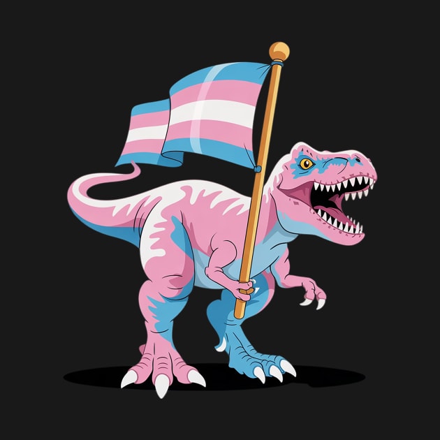 Transgender Dinosaur T-Rex Trans LGBT Pride Flag Pronouns by Faafograffiti