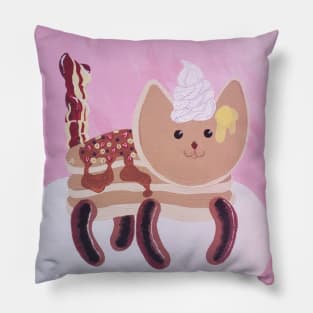 Original Breakfast Cat w/ Painted Background Pillow