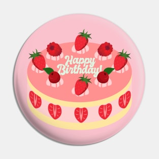 Happy Birthday Strawberry Cake Pin