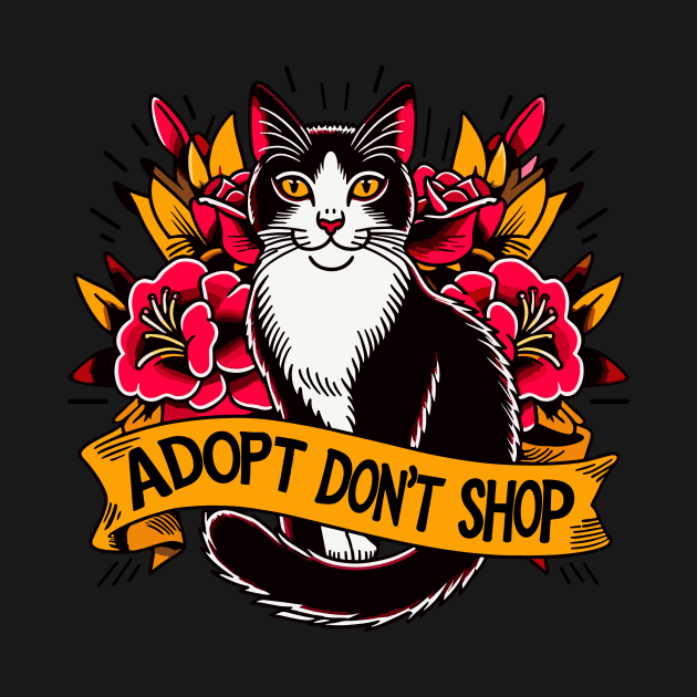 Adopt Don’t Shop Traditional Flash Tattoo Cat by FanArts