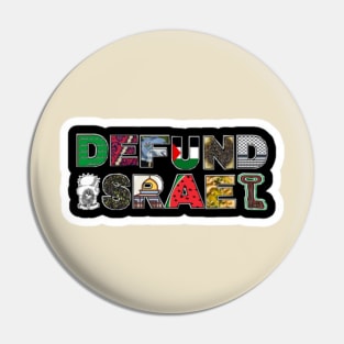 Defund Israel - Palestine Symbols - Black Sticker - Back Pin