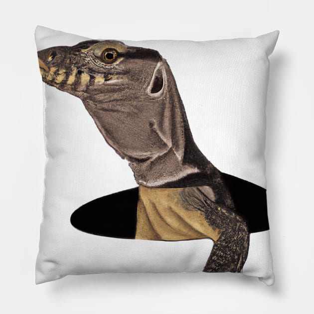 Cute Monitor Lizard Drawing Pillow by Play Zoo