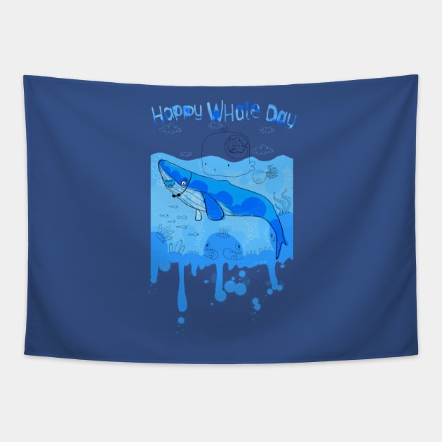 Happy Whale Day Tapestry by mrglobp