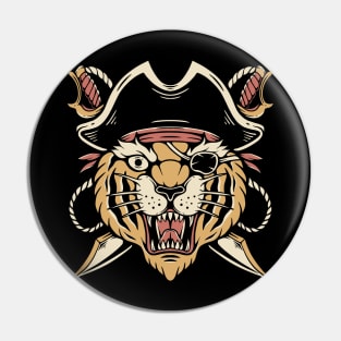 Tiger Pirate Vintage Traditional Tattoo Pin