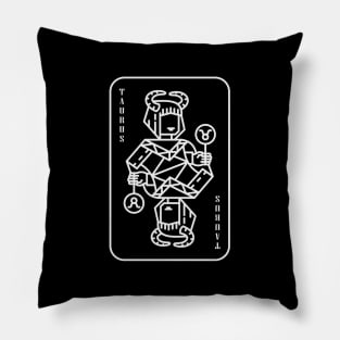 Taurus Zodiac horoscope line art playing card style Pillow