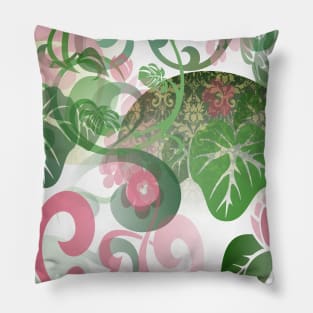 Pink And Green Vines Pillow