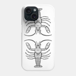 Crayfish in Love - detailed animal ink art - on white Phone Case